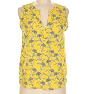 Paper Moon Yellow ‎ Sleeveless Tank Top Shirt Floral Pattern Solid Back Sz XL